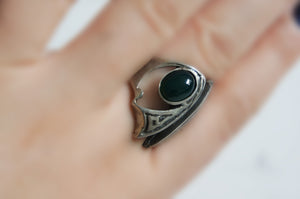 Semi-precious green stone | Silver ring from Armenia