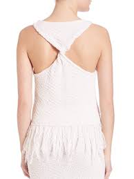 Jonathan Simkhai White Shredded Twist Tank Top